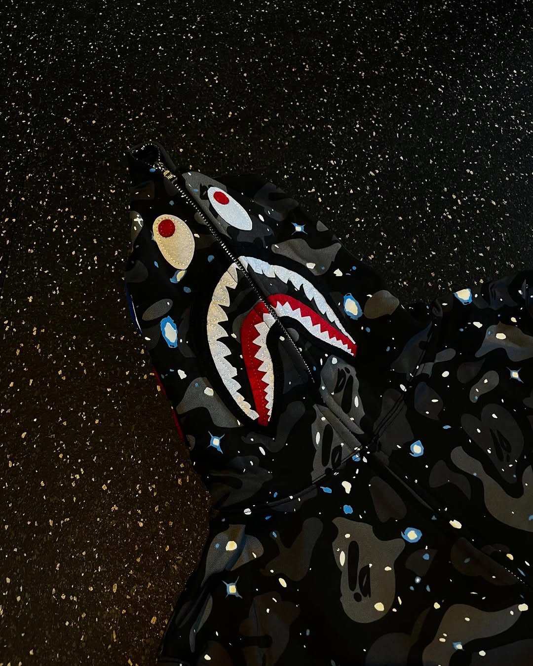 Bape shark camo full zip black