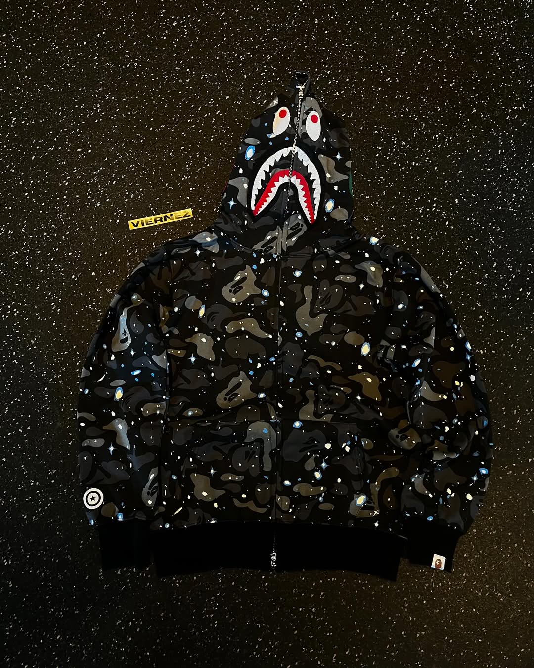 Bape shark camo full zip black