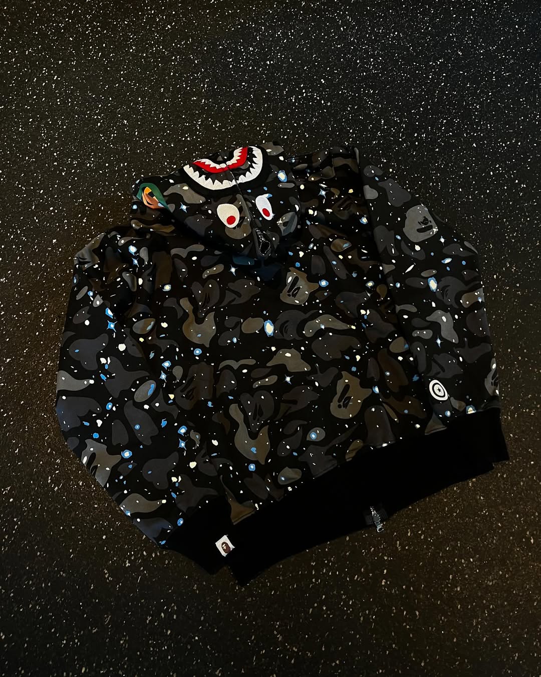 Bape shark camo full zip black