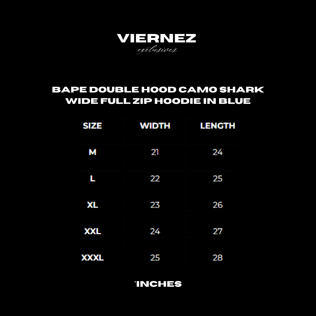 BAPE Double Hood Camo Shark Wide Full Zip Hoodie in Blue