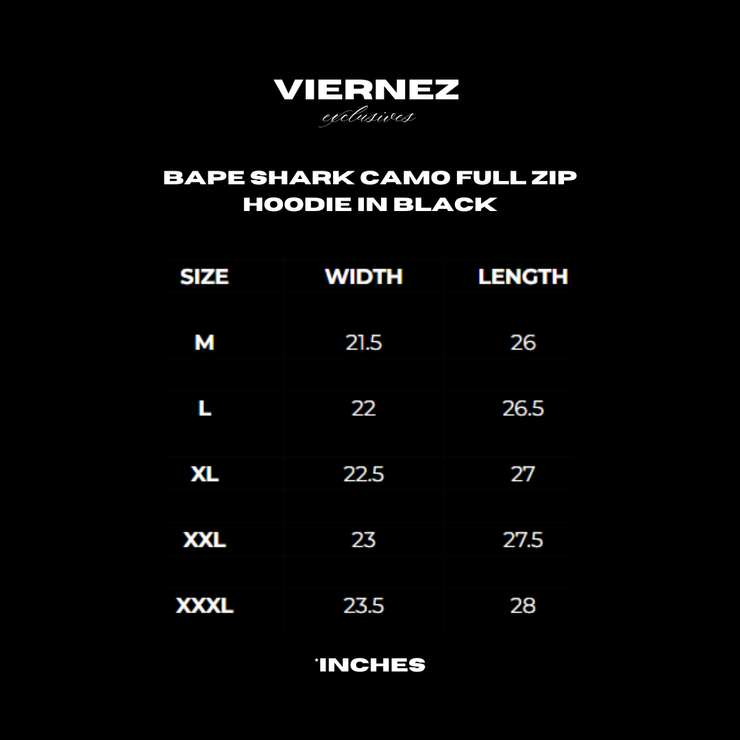 Bape shark camo full zip black