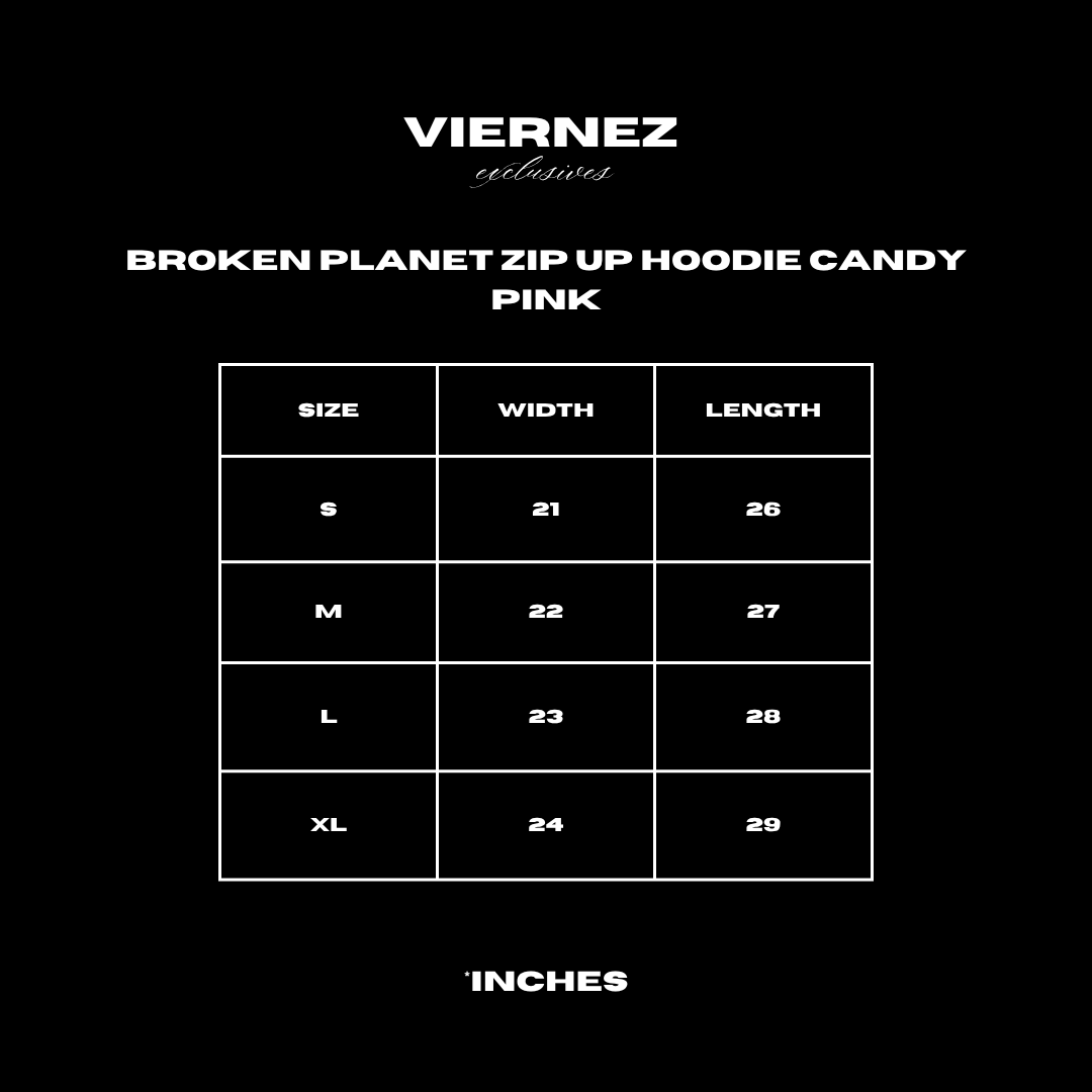 Broken Planet Zip Up Hoodie Candy Pink
