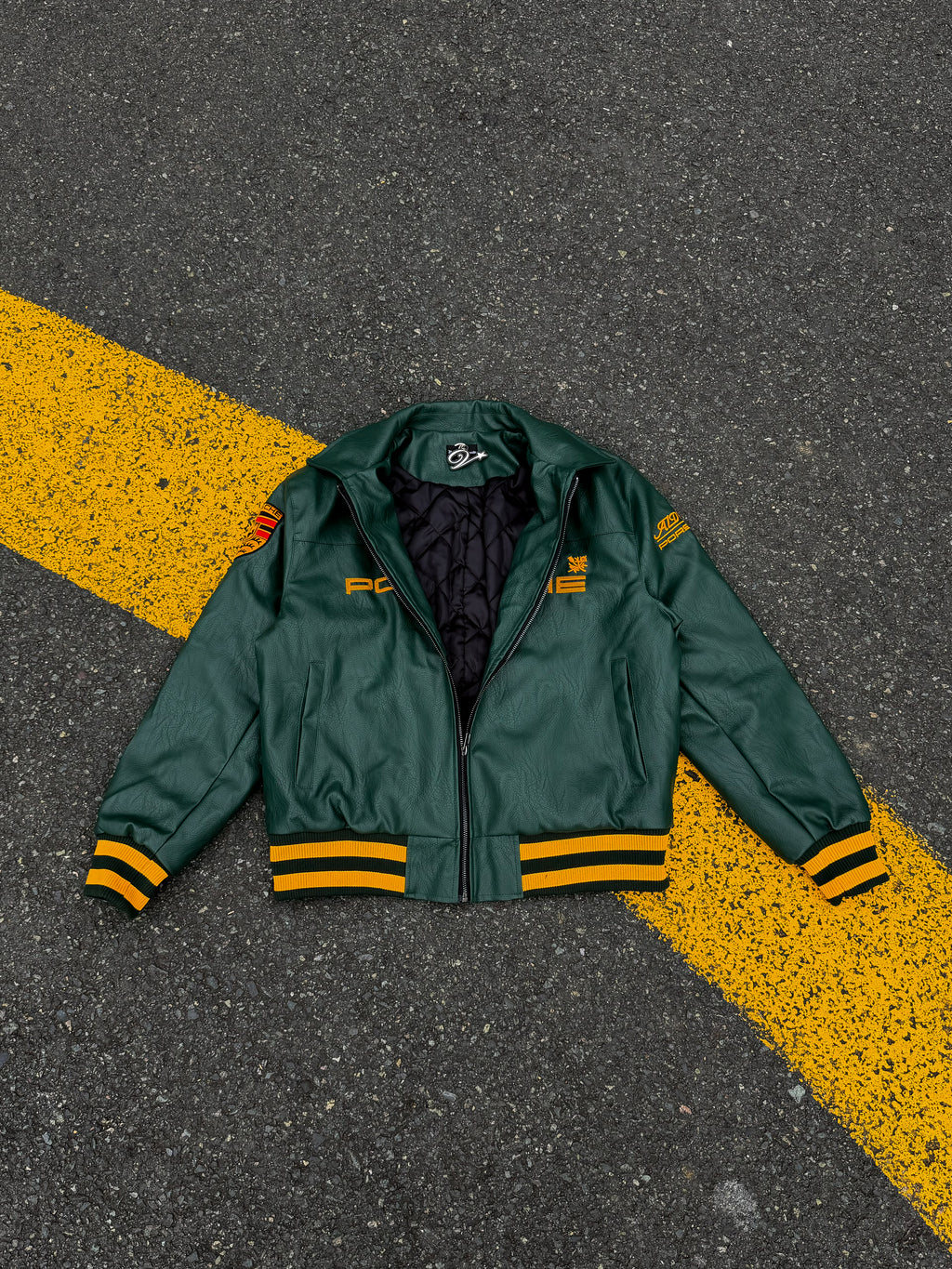 Aime Leon Dore x Porsche 993 Turbo Leather Club Jacket Green - MEDIUM