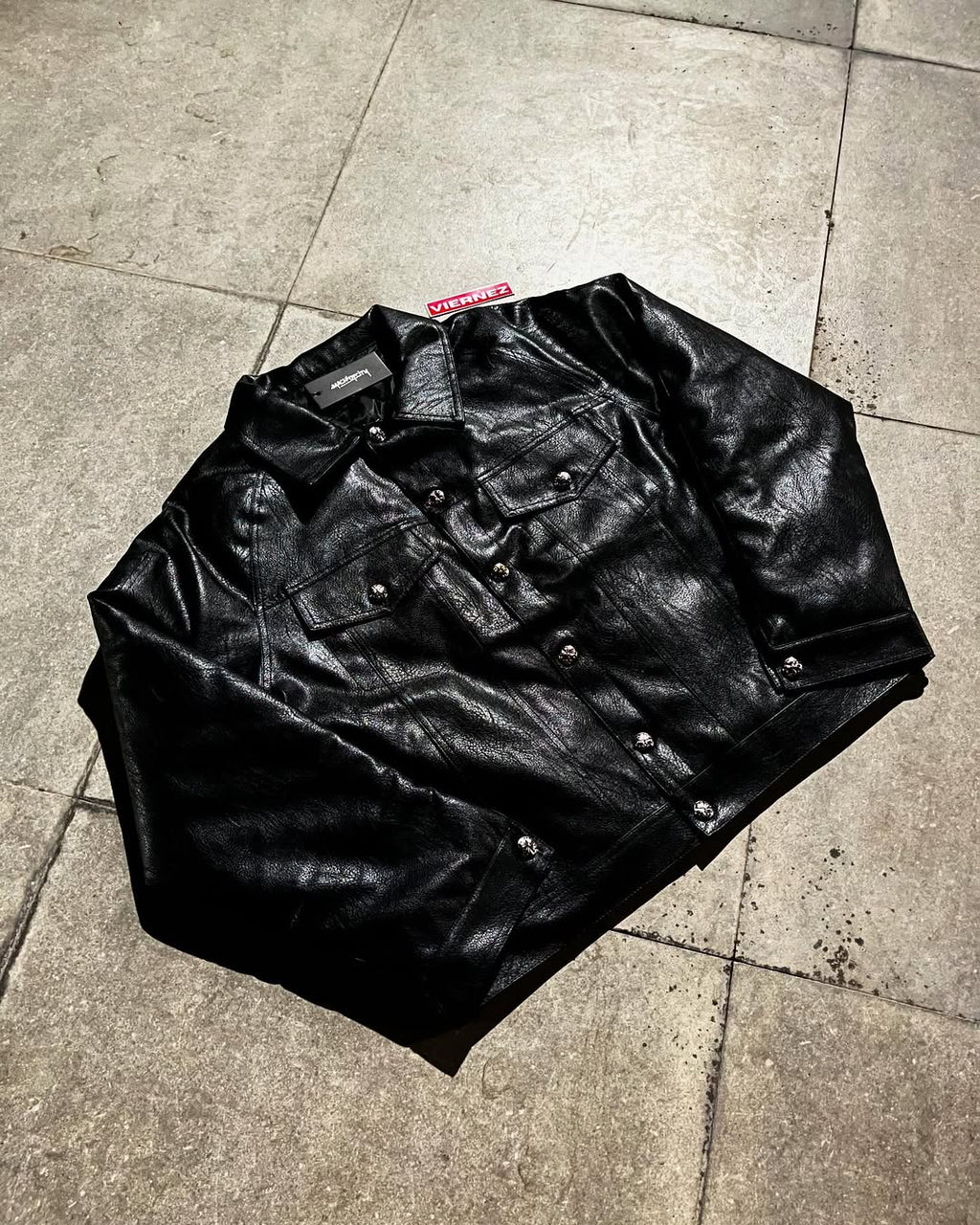 CH inspired blackout leather jacket