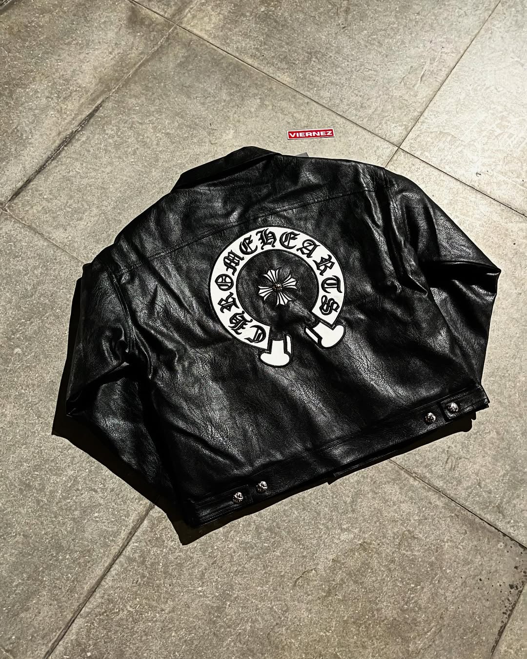 CH inspired blackout leather jacket