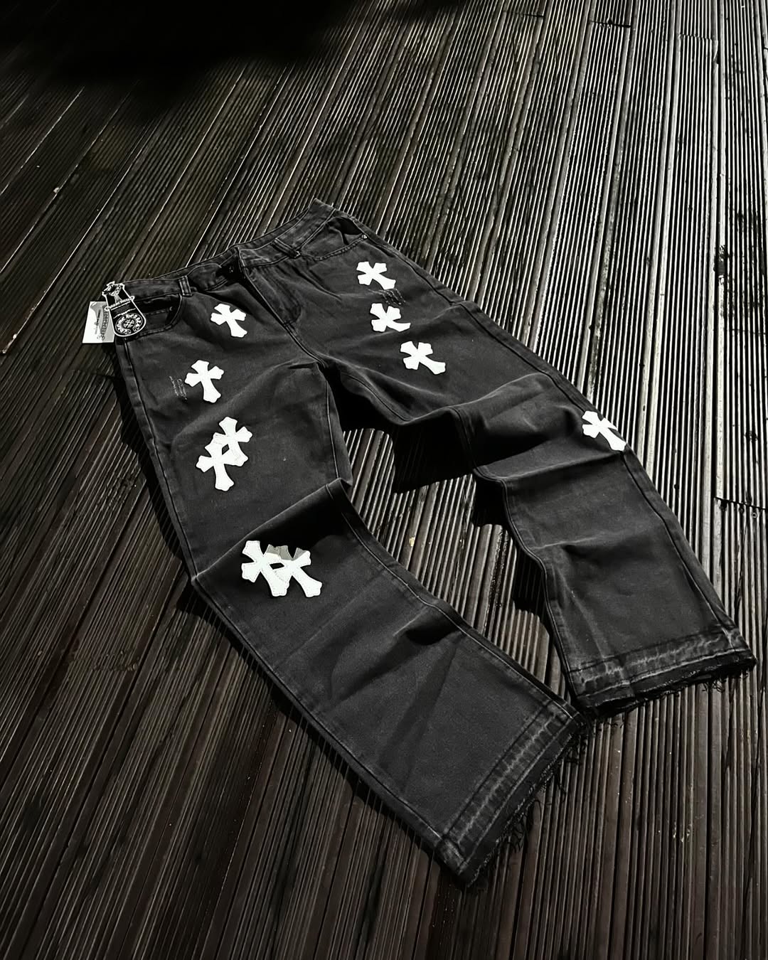 CH White Cross Flared Pants