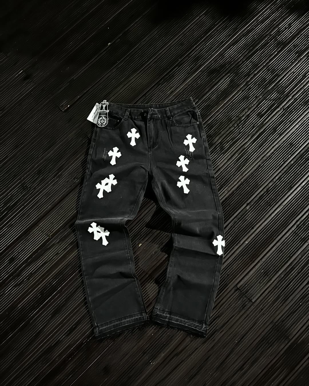 CH White Cross Flared Pants
