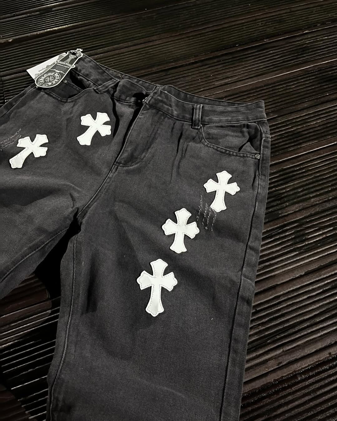 CH White Cross Flared Pants