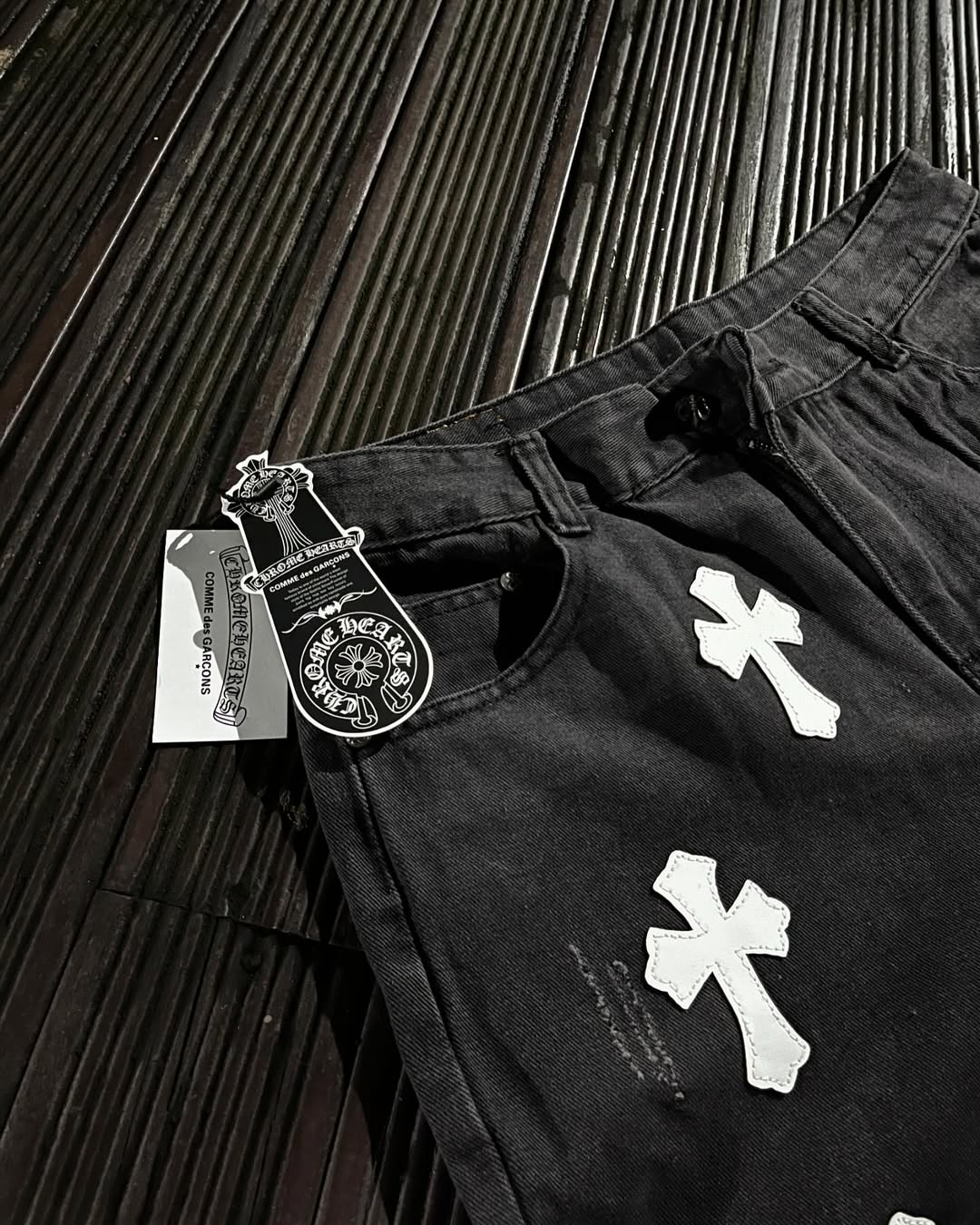 CH White Cross Flared Pants