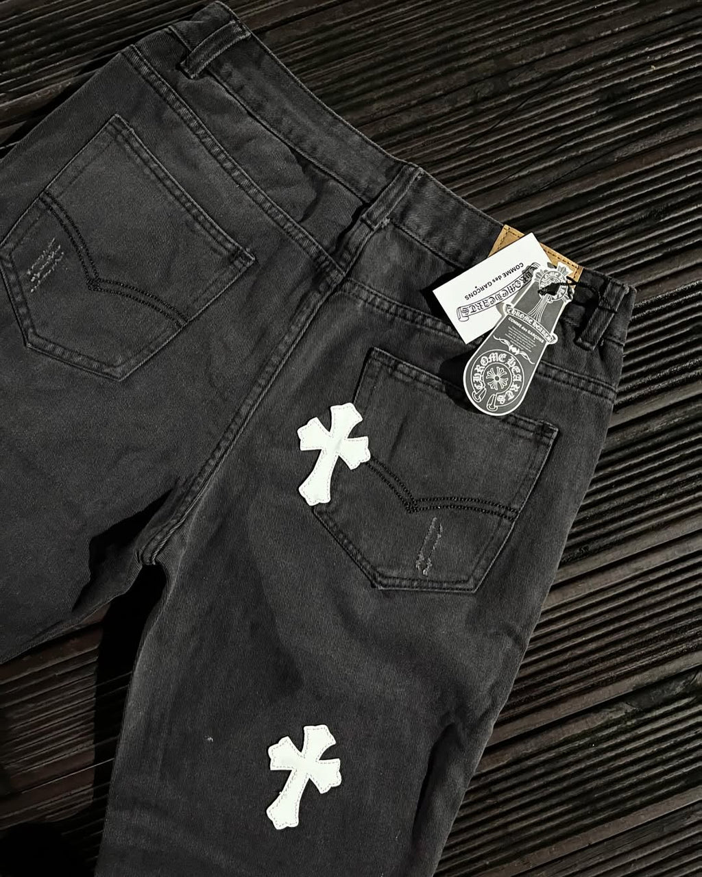 CH White Cross Flared Pants