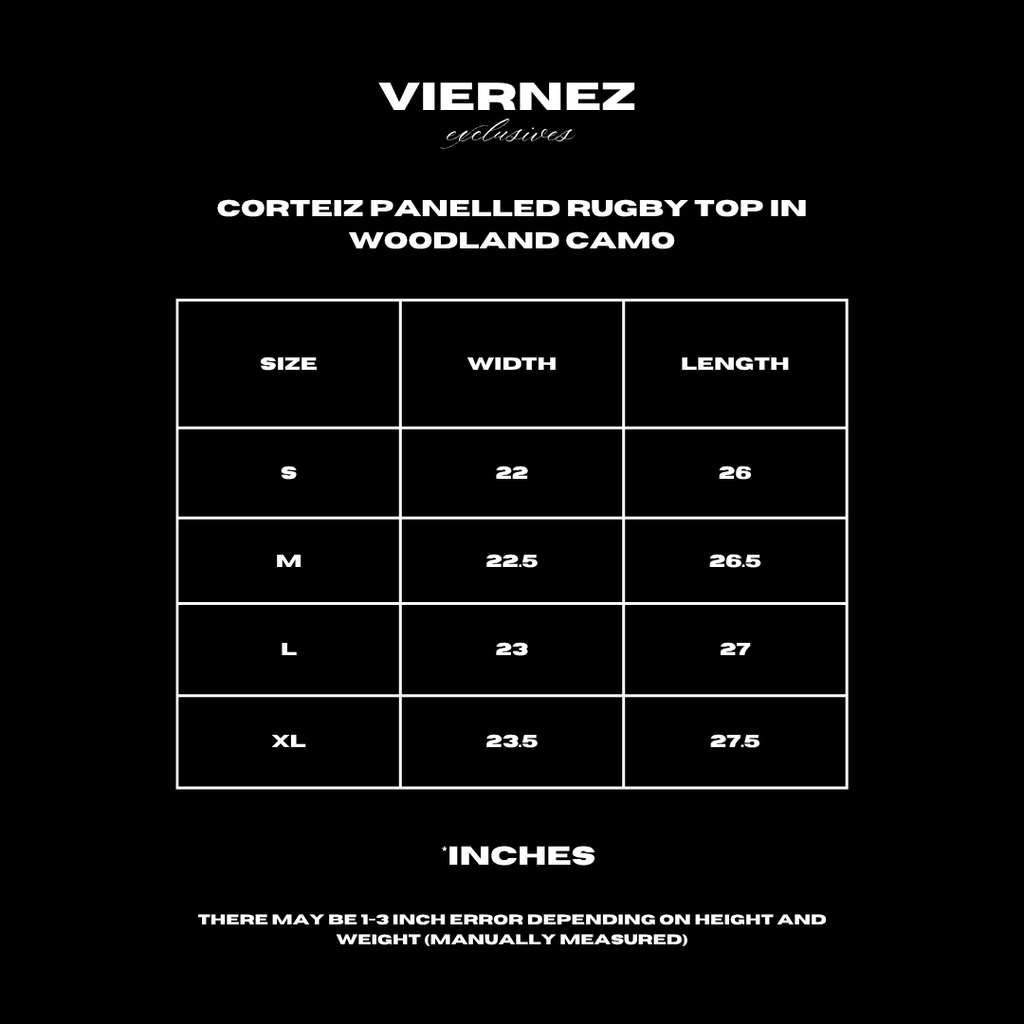 Corteiz Panelled Rugby Top in Woodland Camo