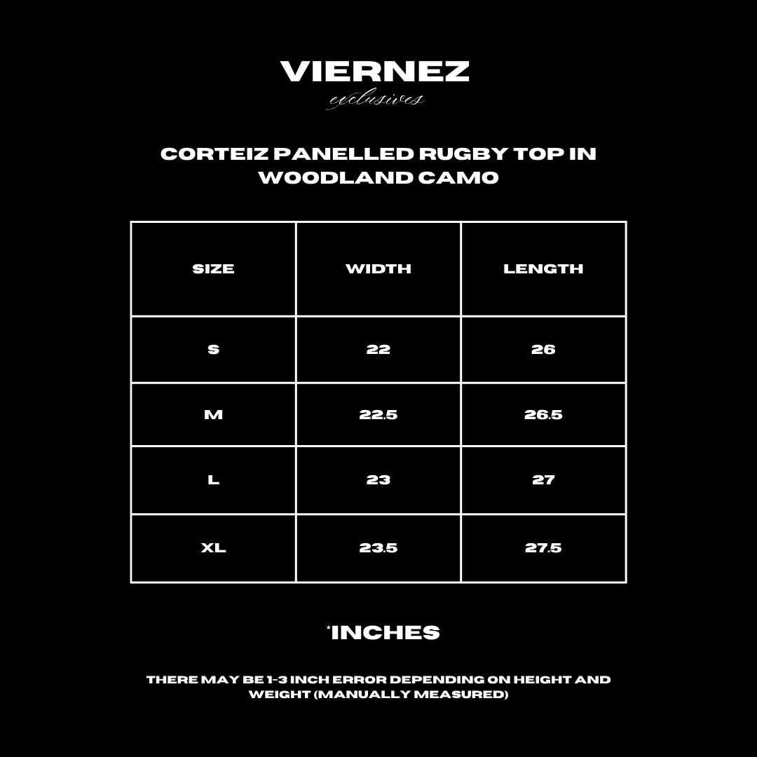 Corteiz Panelled Rugby Top in Woodland Camo