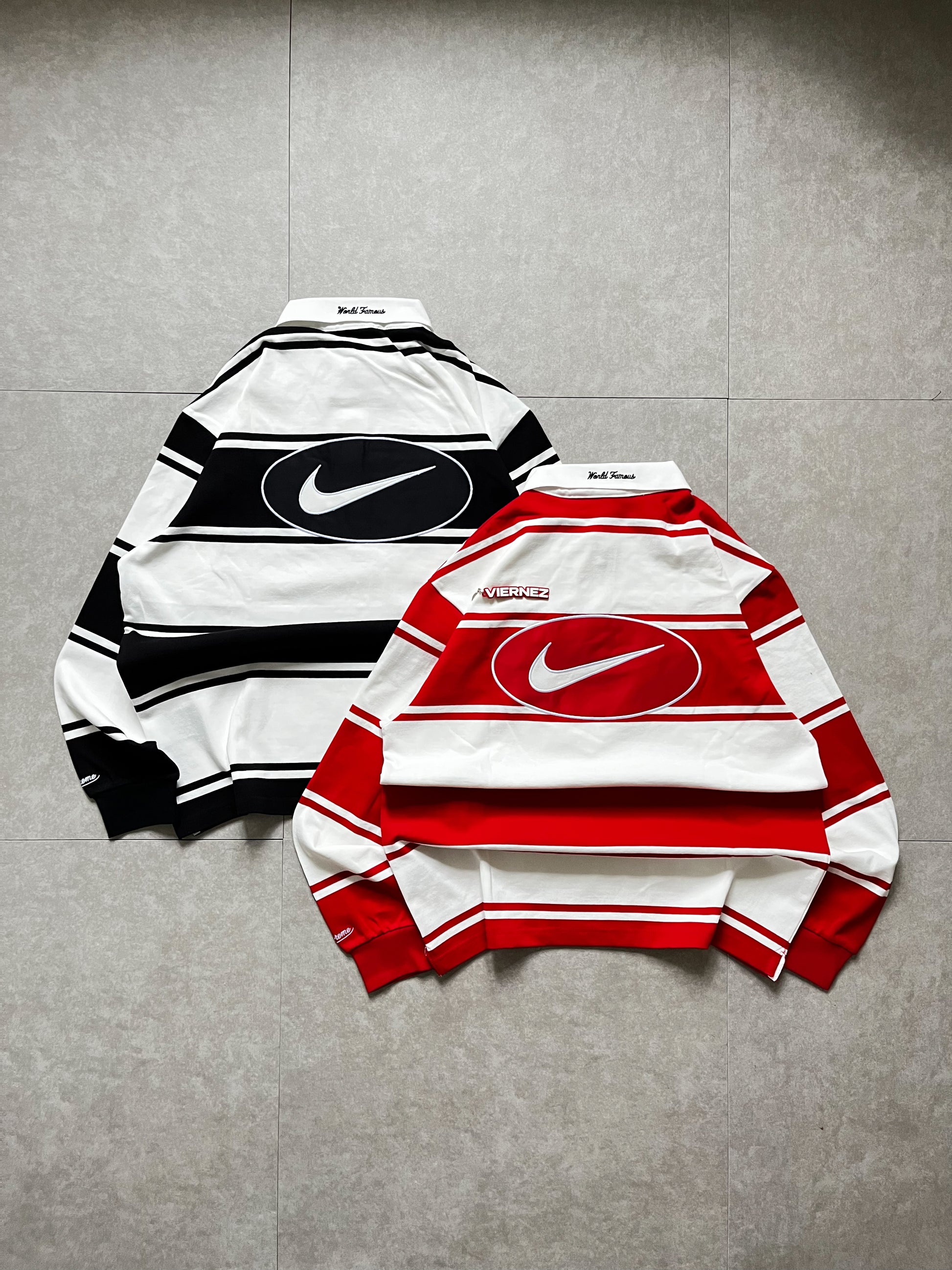 Supreme x Nike Swoosh Stripe Rugby Polo
