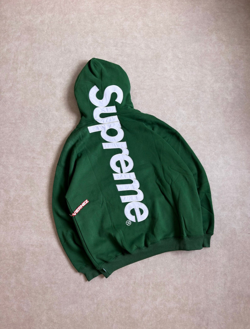Supreme Satin Appliqué Hoodie (Green and Red)