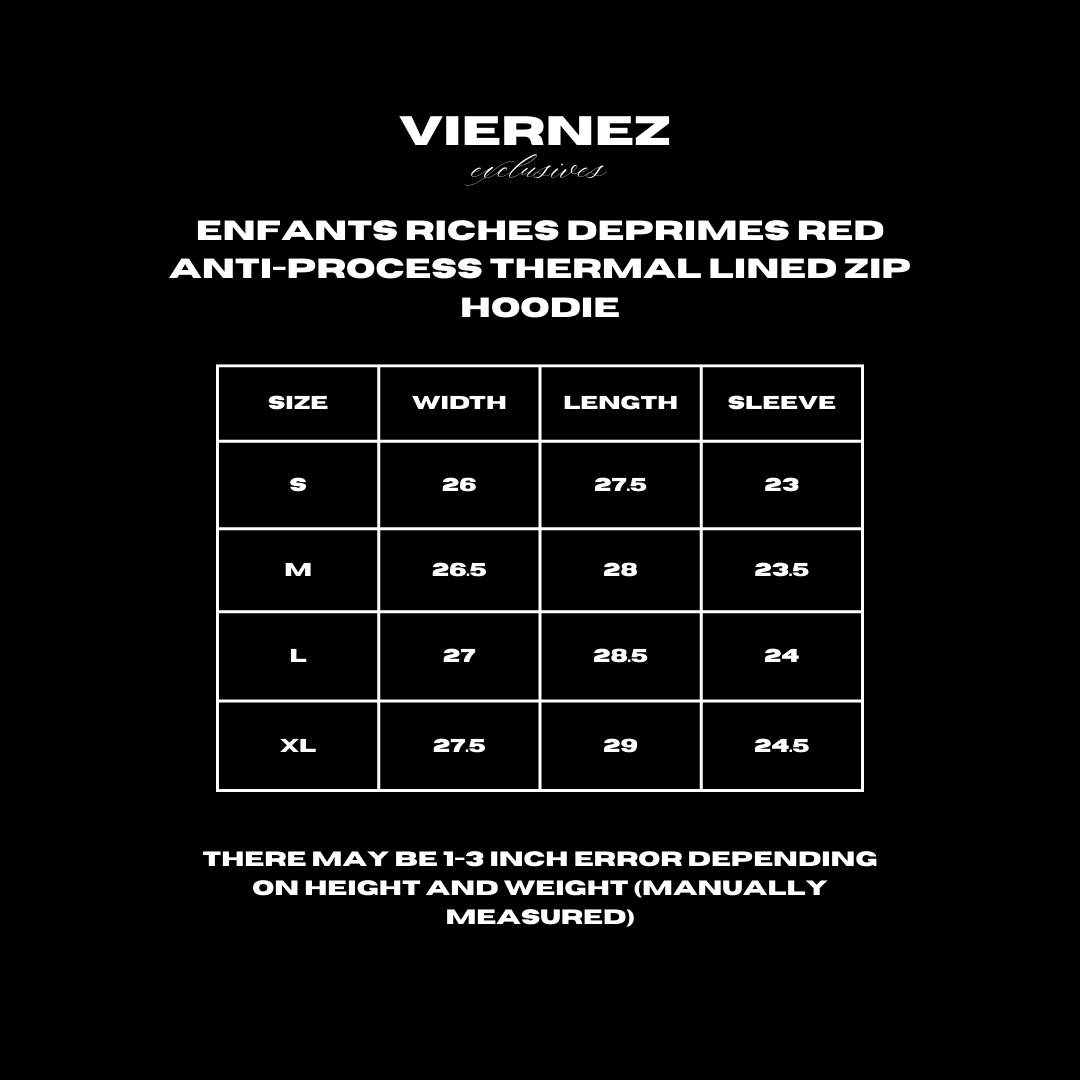 Enfants Riches Deprimes Red Anti-Process Thermal Lined Zip Hoodie