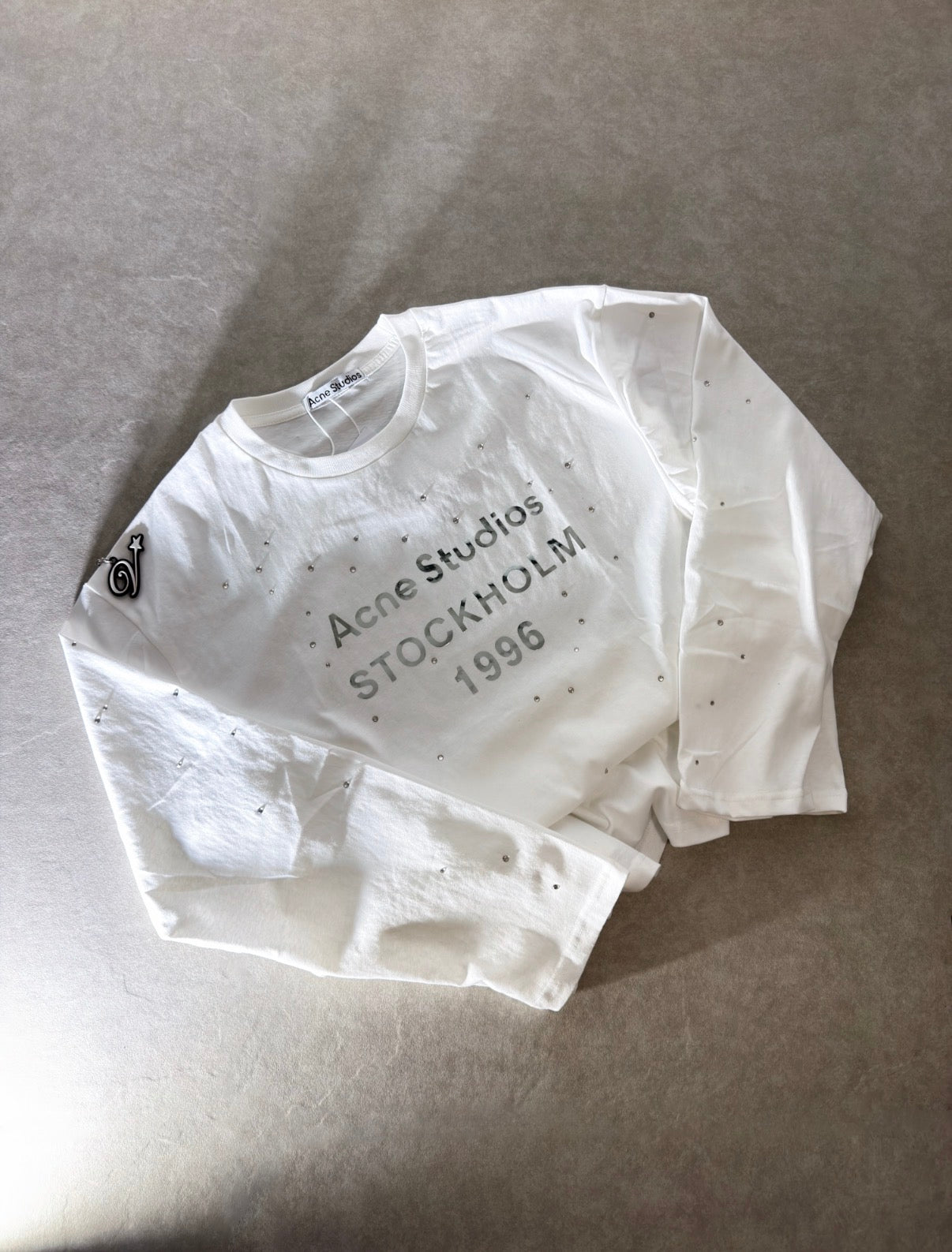 Acne Studios Edden Rhinestone Longsleeves White MEDIUM - ON HAND