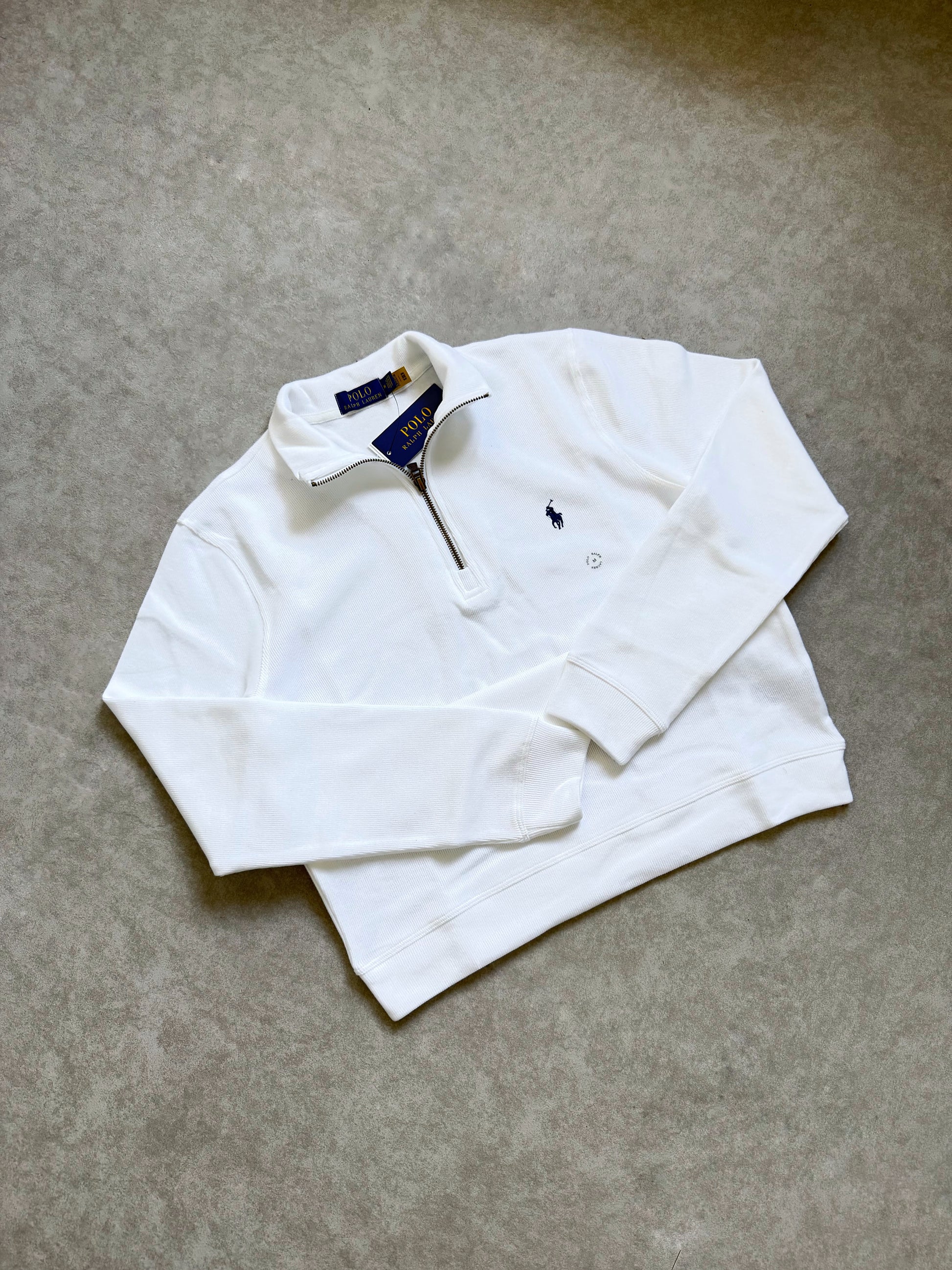 RL Half zipped jumper White Medium ON-HAND