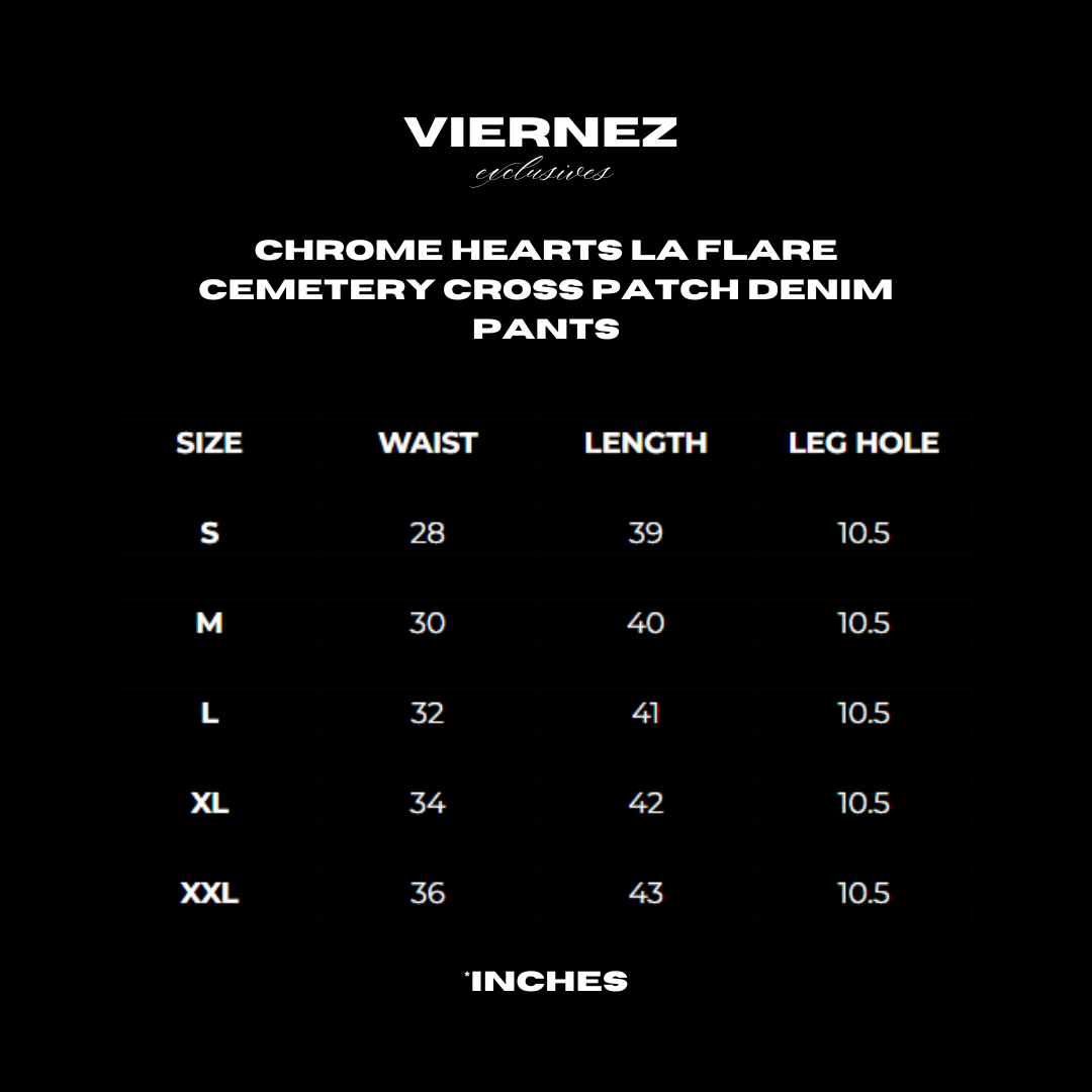 Chrome Hearts La Flare Cemetery Cross Patch Denim Pants