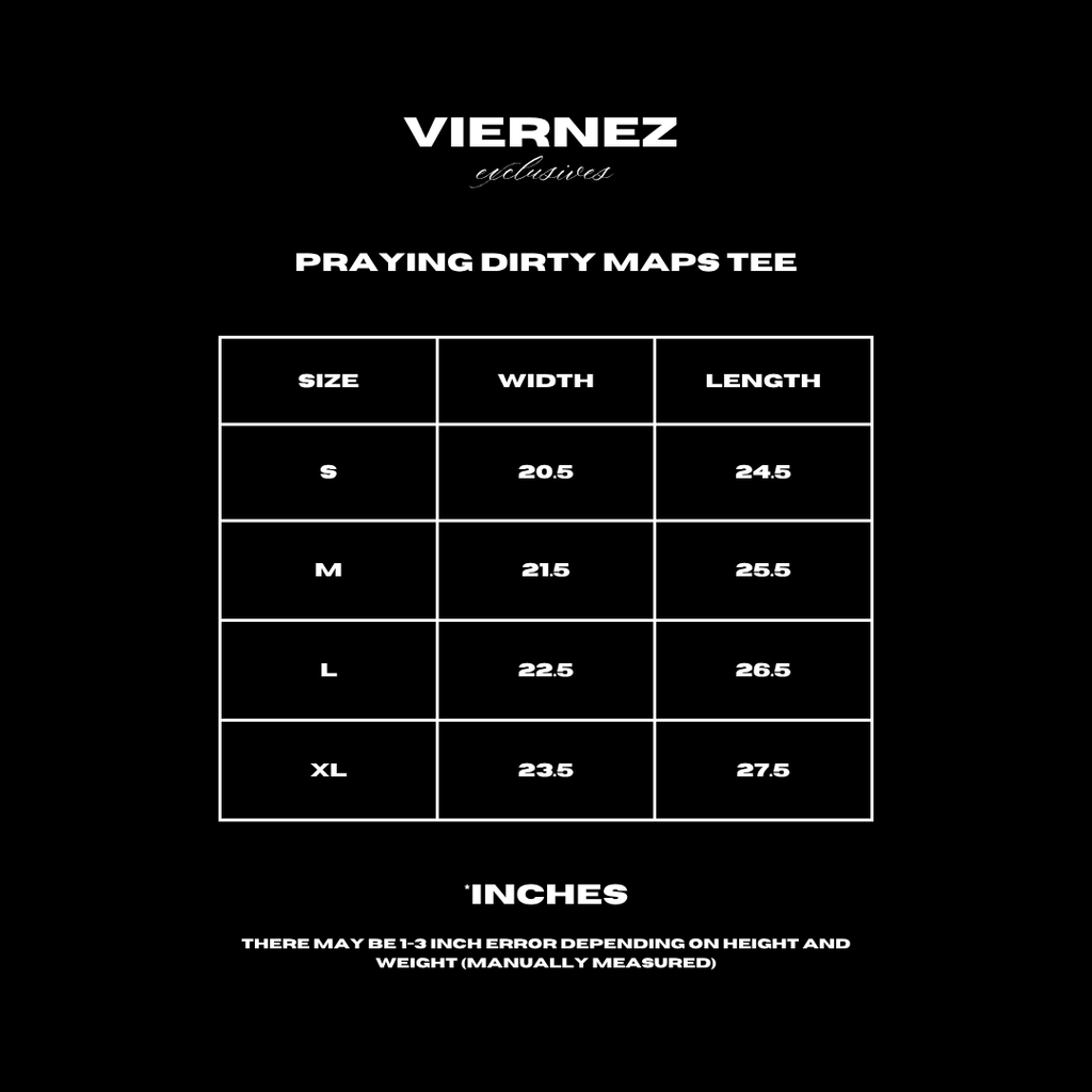 Praying Dirty Maps Tee MEDIUM - ON HAND