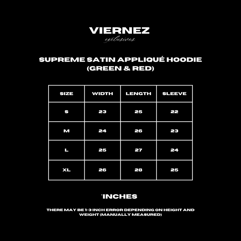Supreme Satin Appliqué Hoodie (Green and Red)