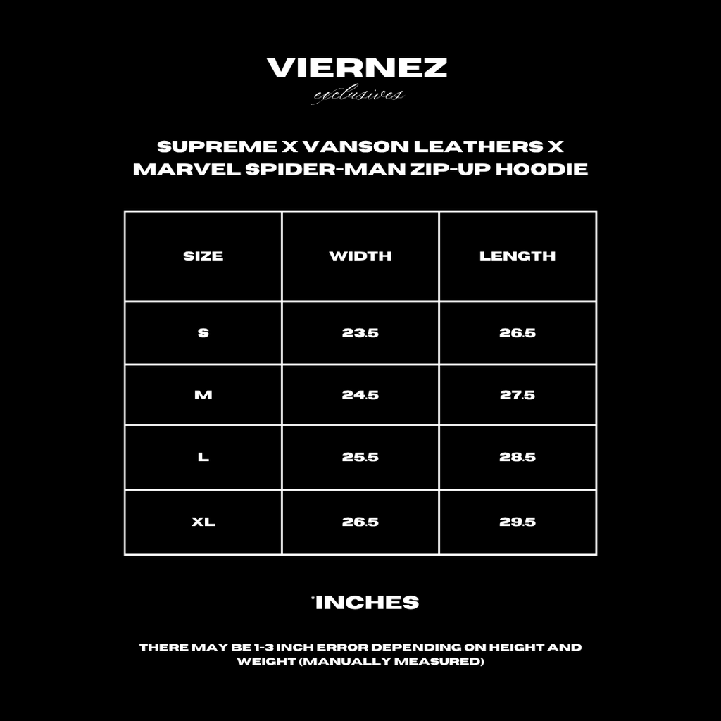 Supreme x Vanson Leathers x Marvel Spider-Man Zip-up Hoodie