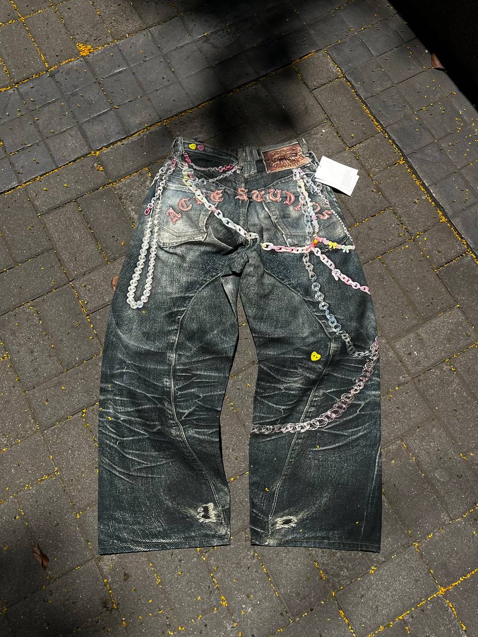 Acne Chain Print Acne Studios Trompe 1981 l’oeil Pink Chain Denim Jeans – Viernez Exclusives