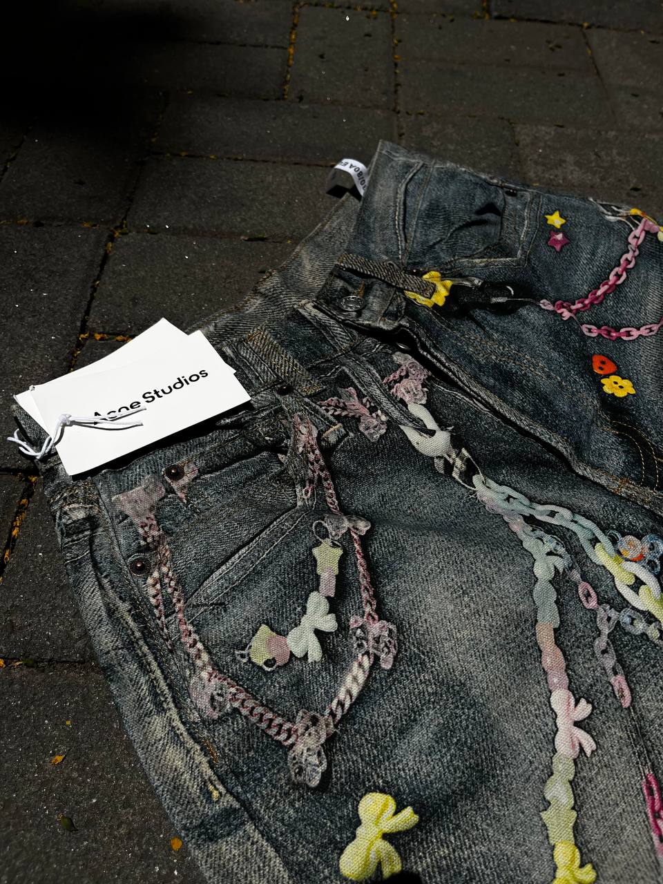 Acne Studios Trompe 1981 l’oeil Pink Chain Denim Jeans