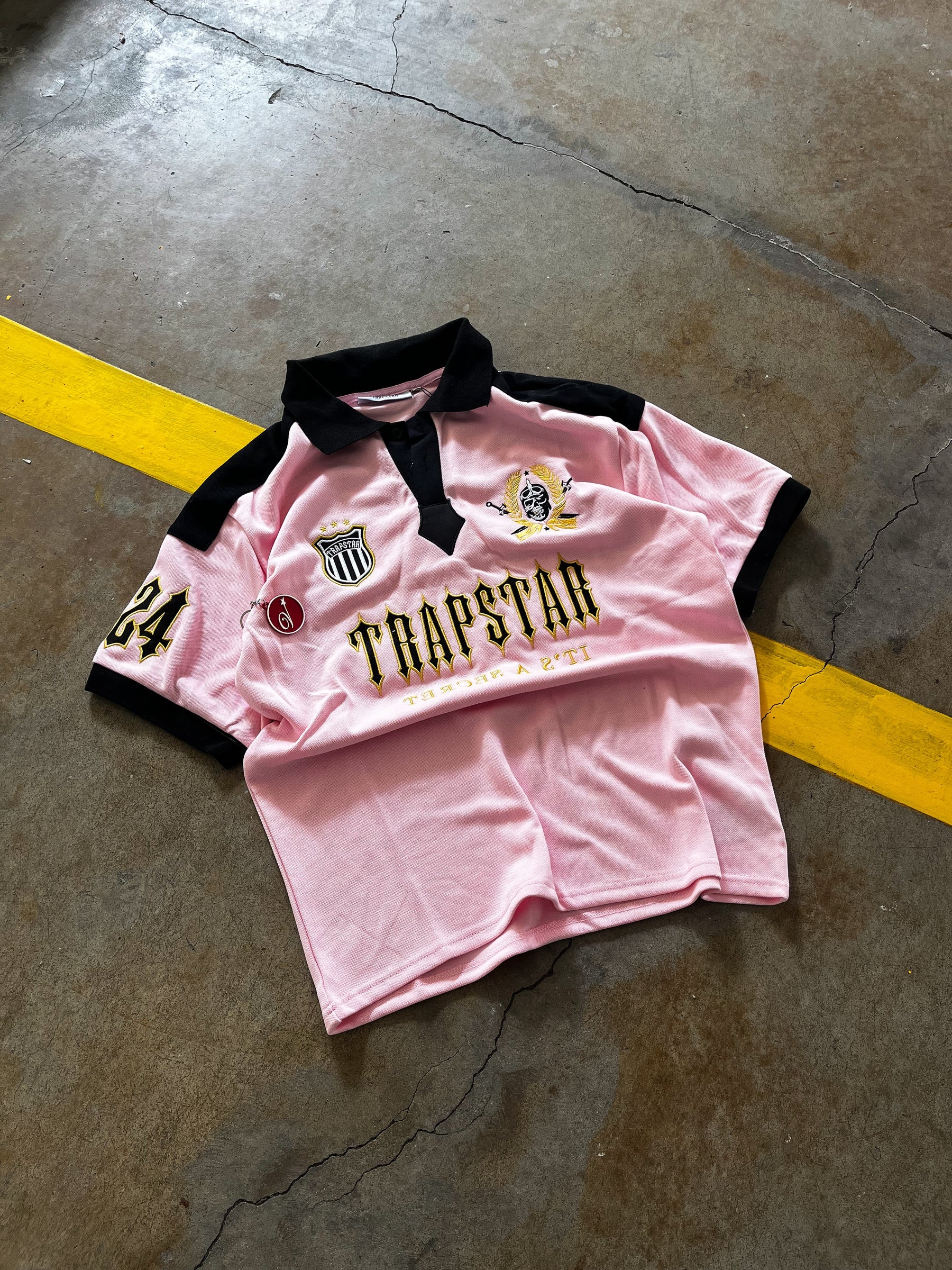 Trapstar Embroided Polo shirt PINK - SMALL