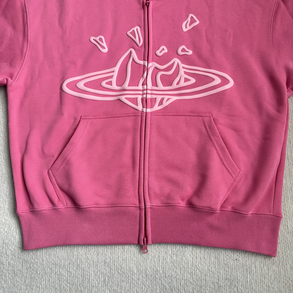 Broken Planet Zip Up Hoodie Candy Pink