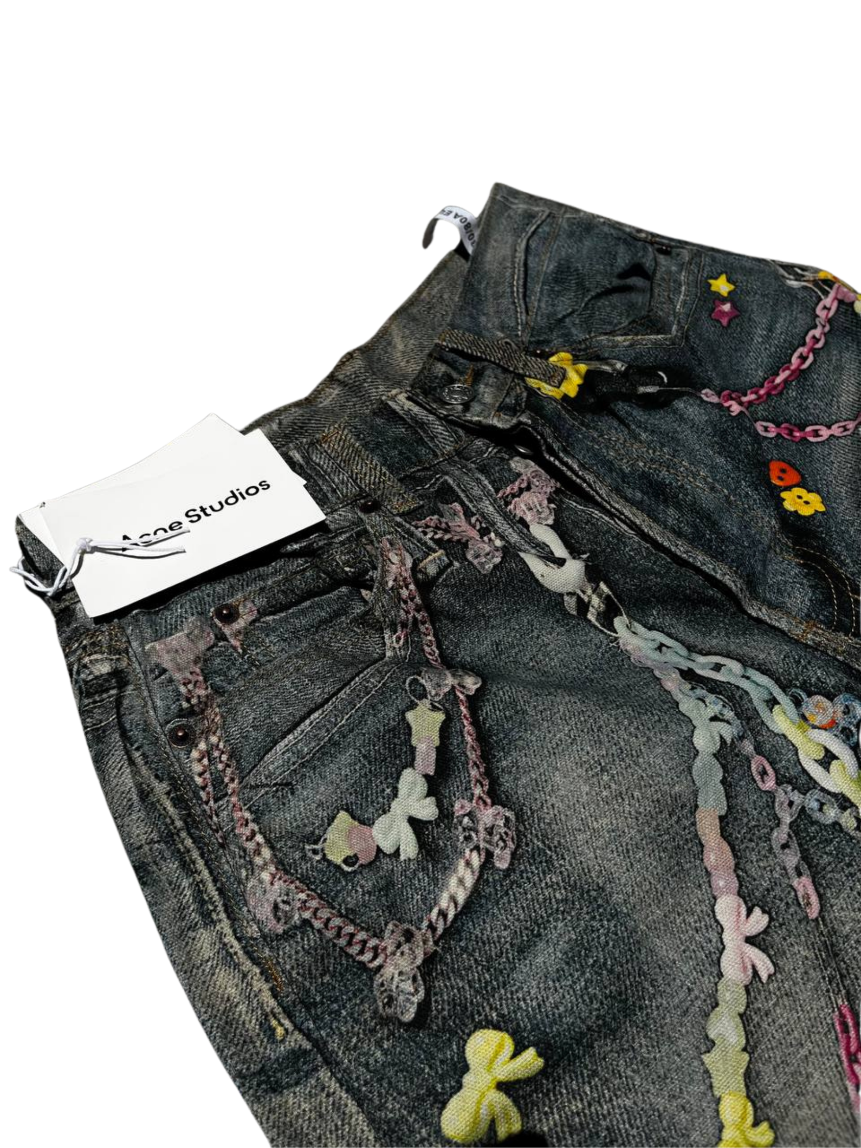 Acne Studios Trompe 1981 l’oeil Pink Chain Denim Jeans