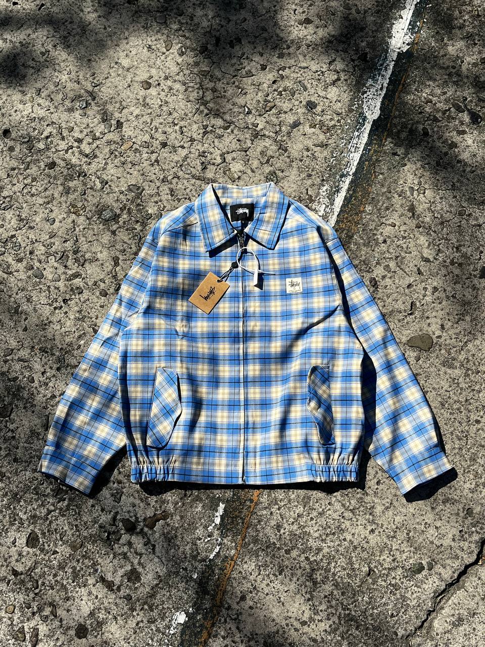 Stussy Blue Plaid Collared Coach Jacket (24SS)
