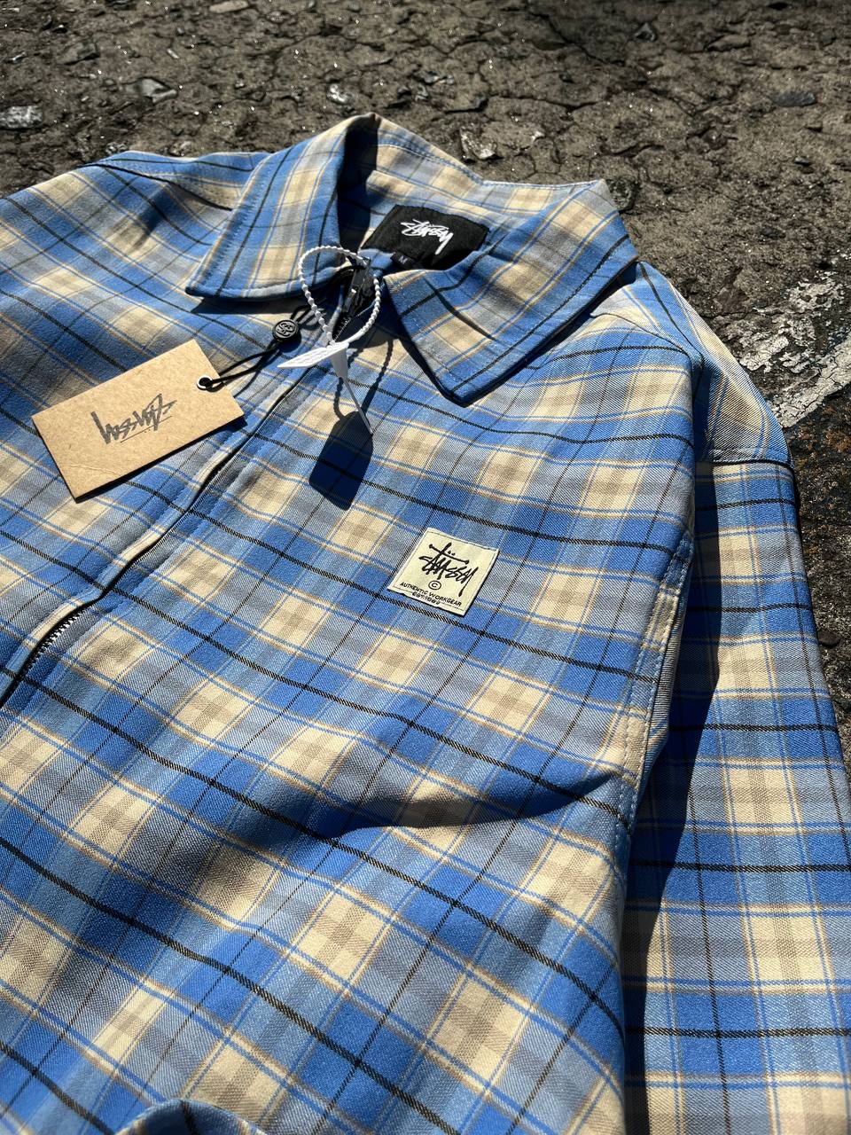 Stussy Blue Plaid Collared Coach Jacket (24SS)